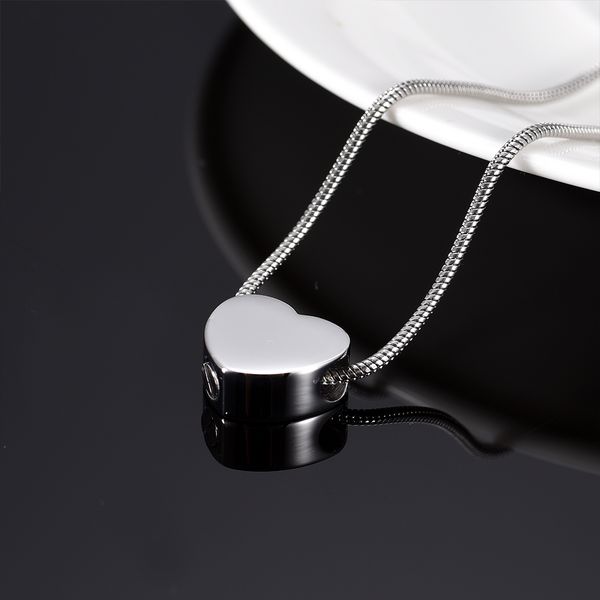 

lkj9942 blank heart urn for ashes carve funeral jewelry for pet/human ashes memorial cremation urn pendant necklace, Silver