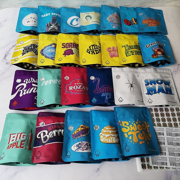

20 types cookies california sf 3.5g mylar bags white runtz georgia pie minntz cake mix touch skin lemon nade bag packing