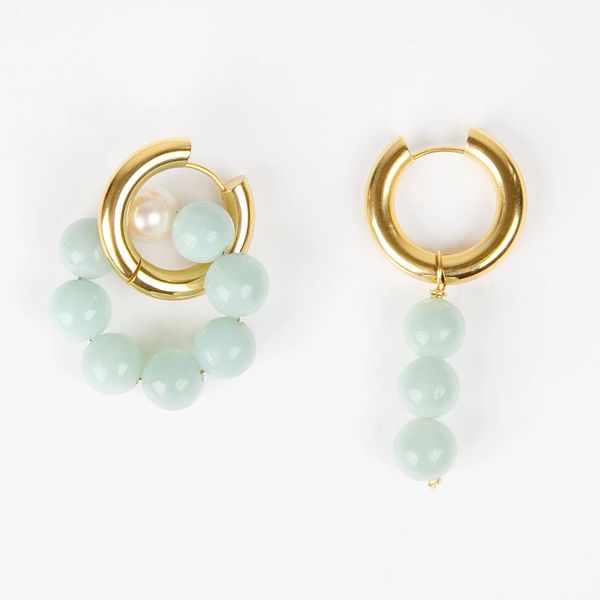 

alibaba baby blue mismatched pearl aqua-lacquered round beads charm timeless pearly earrings for women, Silver