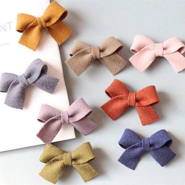 

8pcs new women woolen and corduroy bow hairpins girls lovely hair clips hair ties ropes headwear accessories barrettes, Golden;silver
