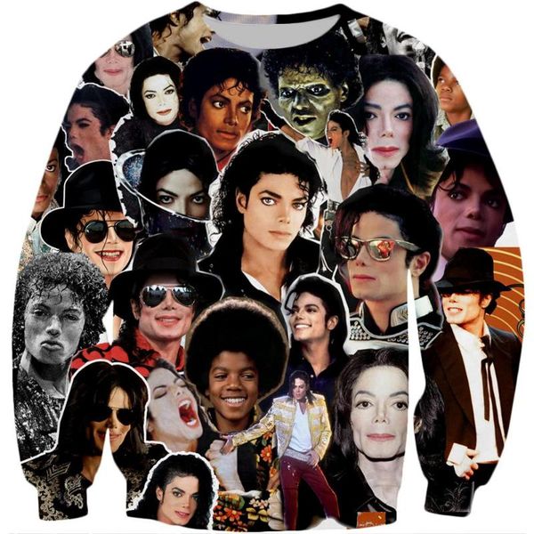 

2020 fashion men 3d hoodies king of michael jackson collage pattern printed hip hop sweatshirt/zip hoodie streetwear, Black
