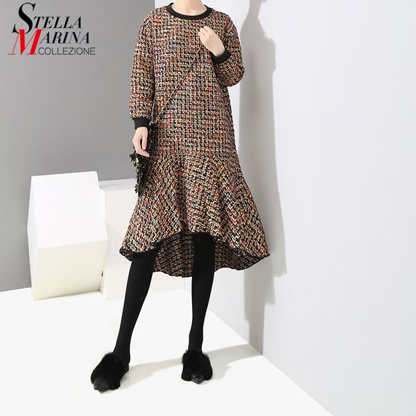 

new 2018 korean style women winter brown knitted trumpet dress long sleeve knee length female warm stylish dress vestidos 4094, Black;gray