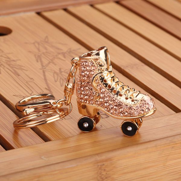 

keyring bag charm pendant keys holder roller skates shoe crystal keychain jewelry key chain women girl gifts b99, Silver