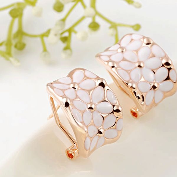 

fashionable women rose gold plated oil drip shiny ear clip earrings studs, Golden