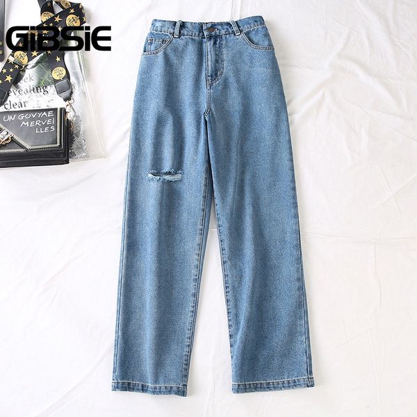 

гибси 4xl 5xl плюс размер корейский хлопок отверстие джинсы женщины весна лето повседневная эластичная спинка высокая талия дамы прямые джин, Blue