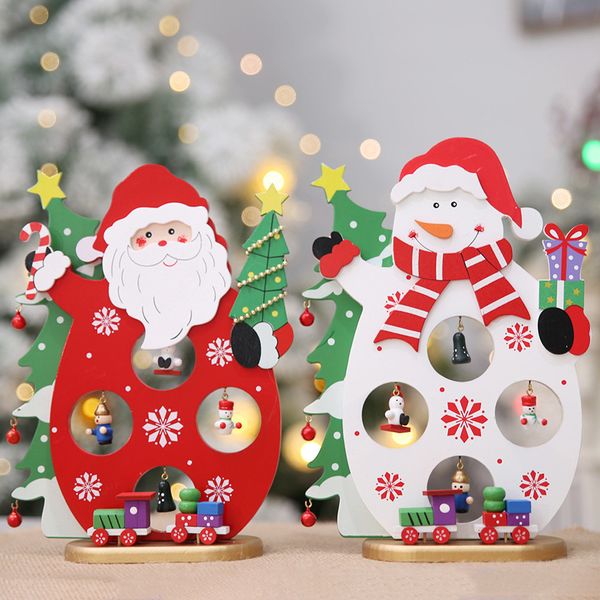 

2020 diy christmas wooden decoration cartoon old man snowman deskchristmas party decorations kids gift xmas decoration