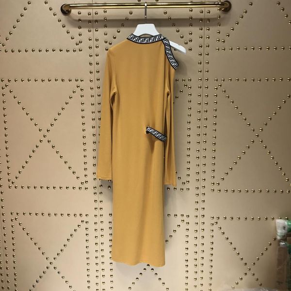 

2019 light camel long women's dress high end off the shoulder long sleeves dresses womens milan runway dresses 172829, Black