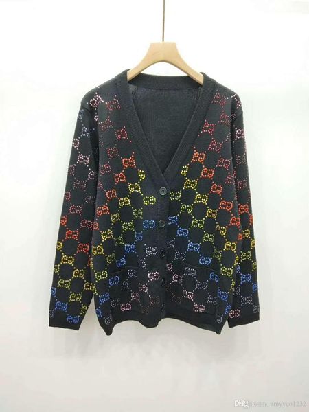 

1 11 2020 лето бесплатная доставка v образным вырезом с длинным рукавом письмо топ мода выпускной женский свитер luxuy свитер кардиган qian, White