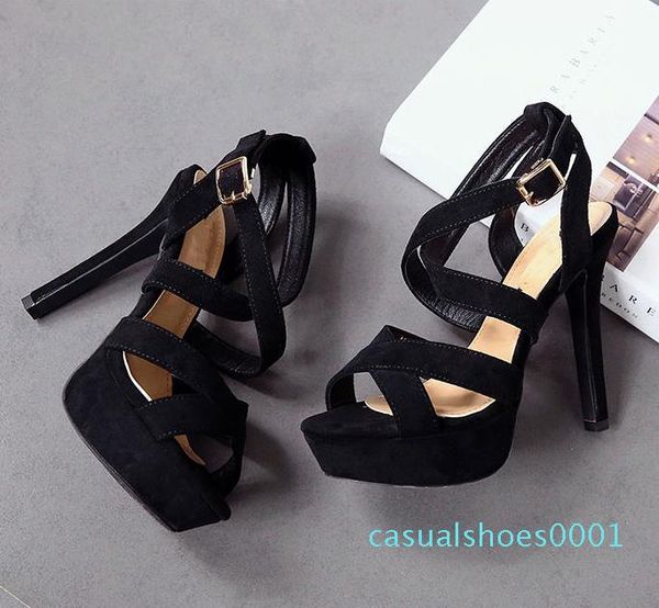 

black strappy holow out platform stiletto heels pink summer roman style gladiator sandals shoes size 34 epacket a21