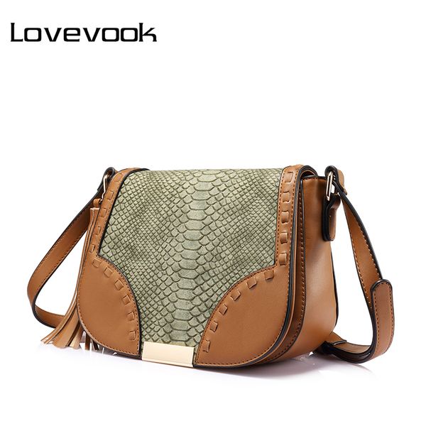 

lovevook women fashion women shoulder bag female tassel design messenger bag zipper crossbody beige/brown/gray