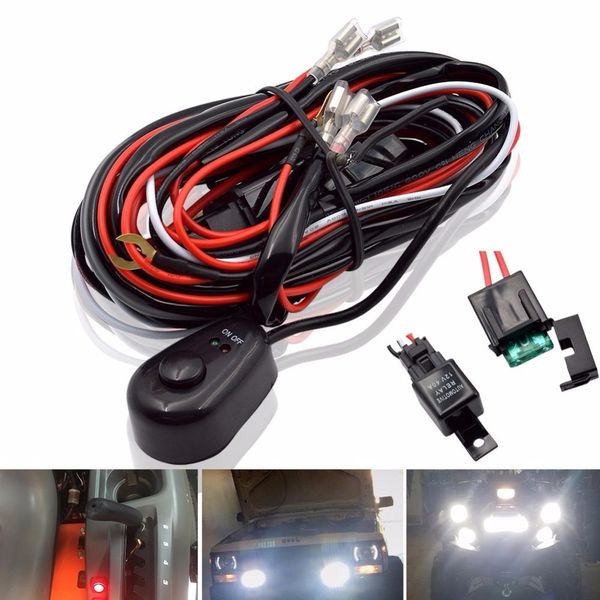 

car led light bar wire 2.5m 12v 24v 40a wiring harness relay loom cable kit fuse for auto driving offroad led work lamp