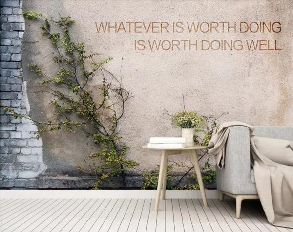

custom p wallpaper mural 3d modern minimalist rustic style plant cement wall decorative painting papel de parede wall papers home decor