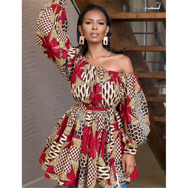 

new women mini dress long sleeve off shoulder print party dress, Black;gray