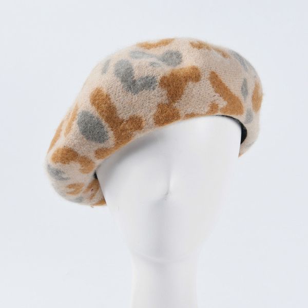

fashionable wool printing berets 2019 autumn winter new fur painter outdoor casual summer hats for women beret homme, Blue;gray