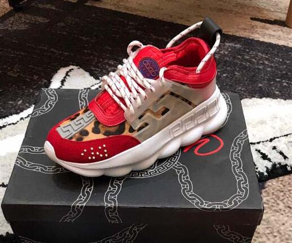 

2019 chain reaction luxury designer shoes men women medusa sneakers snow leopard black white mesh platform vintage fashion men casual