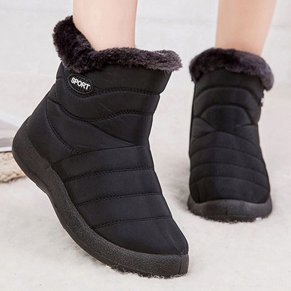 

new winter women's antiskid bottom shoes women winter warm fur snow ankle boots down keep warm boots booties botas mujer, Black
