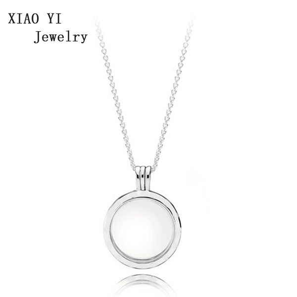 

xiaoyi 100% 925 sterling silver 11 beautiful memories circular floating pendant box necklace 397250diy minimalist female