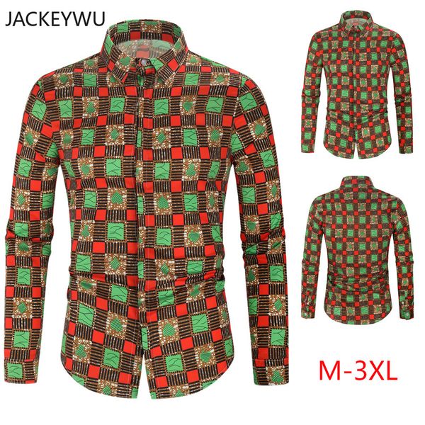 

brand hawaiian shirt men 2019 fashion floral printed long sleeve casual shirts hip hop streetwear colorful check chemise homme, White;black