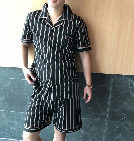 

bb series-men's double short thin cardigan short sleeved shorts milk men's home clothes pajamas pajamas two-piece set, Blue;red