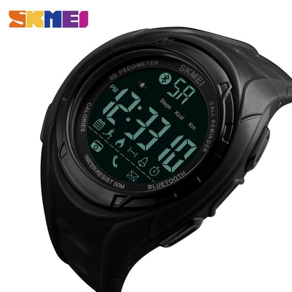 

skmei bluetooth smart watch pedometer calories outdoor sports watches men fashion wristwatches for ios android relogio masculino, Slivery;brown