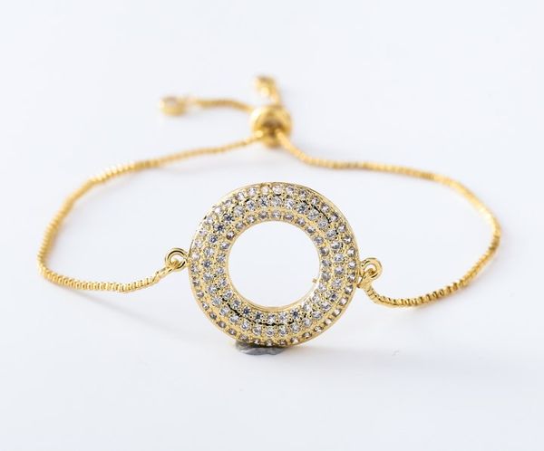 

gold silver chain micro pave cz zircon cubic zirconia bracelet rope adjusted macrame round bangle jh543 fashion jewelry, Black