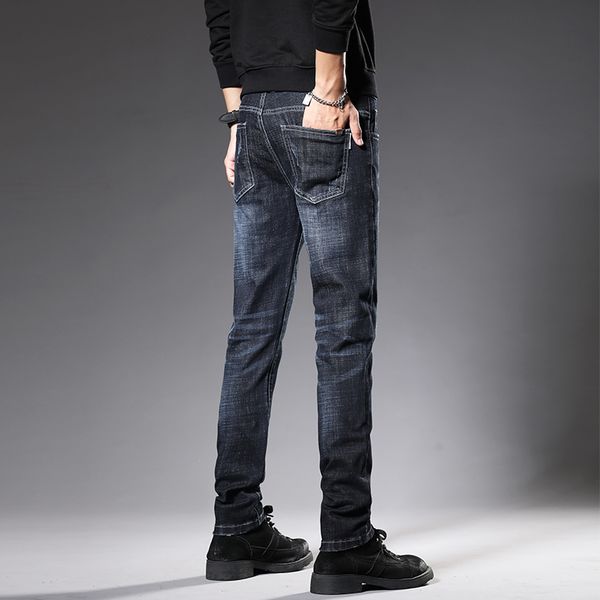 

mens jeans skinny male pants jeans autumn denim streetwear classic trousers for slim fit designer casual straight, Blue