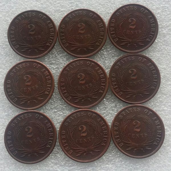 

us a set of (1865-1873) 9pcstwo cent 100% copper copy coins promotion