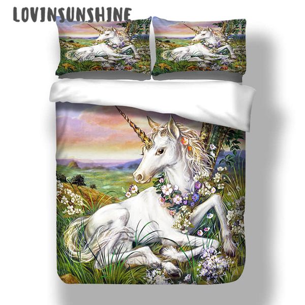 

lovinsunshine quilt cover set duvet king size cover meadow unicorn print kids duvet set ab#62