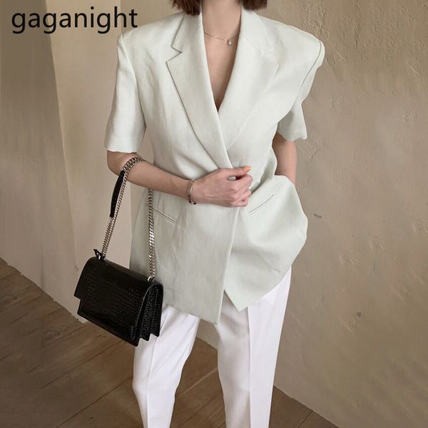 

gaganight elegant women solid blazer short sleeve notched fashion summer coat office lady outwear blazers chic korean coats, White;black