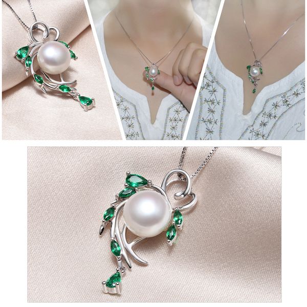 

fenasy pearl jewelry sets bohemian 925 sterling silver pearl pendant necklace earrings for women emerald natural ethnic earrings