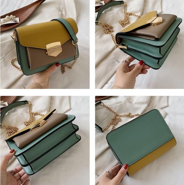 

fashion women flap contrast color chain shoulder bag pu women small handbag girl crossbody