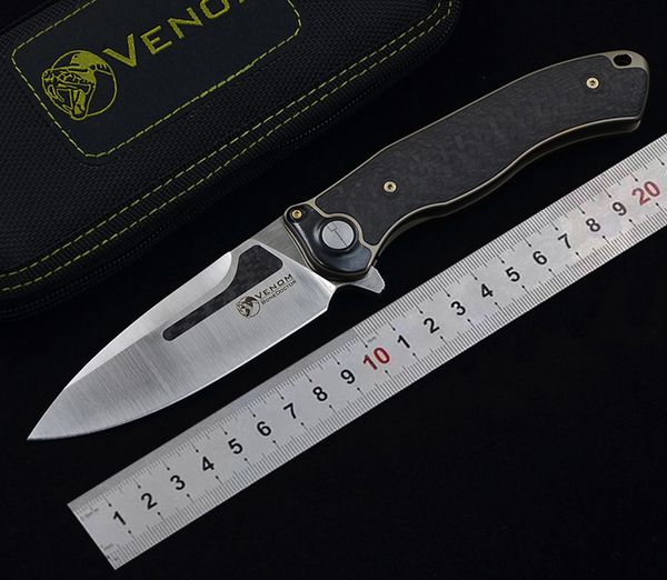

VENOM BONE DOCTOR M390 steel Titanium CF Flipper folding knife outdoor camping hunting survival pocket kitchen knives EDC tool