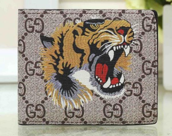 

men animal short wallet leather black snake tiger bee wallets women long style purse wallet card holders with gift 16580, Red;black