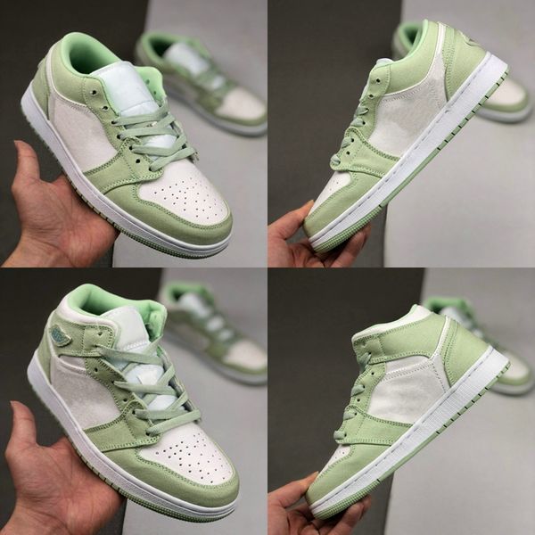 

2020 new spruce aura mid low 1 jumpman 1s mens basketball shoes womens green white fearless sport sneakers des chaussures trainers zapatos