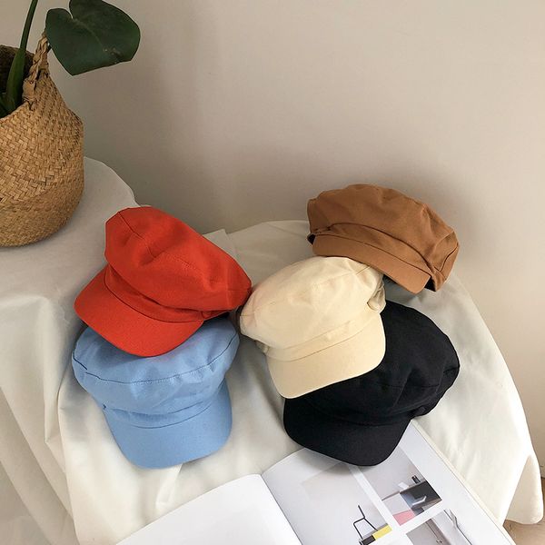 

korean women beret hat spring autumn pure color british leisure cap female fashion short eave newspaper boy berets hats h7301, Blue;gray