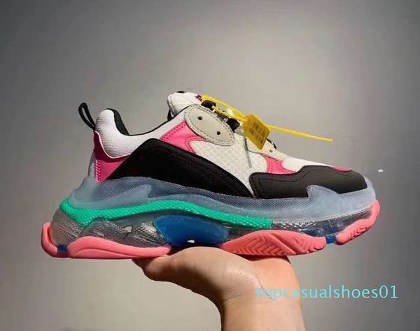 

2019 париж тройной очистить дно дизайнер люкс низкий top sneakers тройной мужчины и женщины daddy платформы спортивные тренажеры обувь 36-45, Black