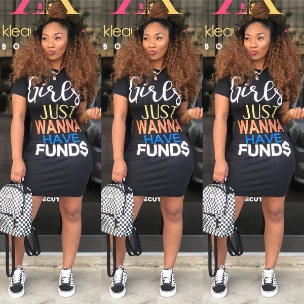 

fashion 2019 personality printing neck long casual round ladies short-sleeved large skirt t-shirt 9113 size ladies t-shirt eexlq, Black