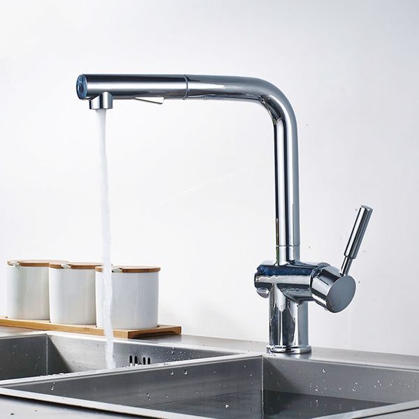 2019 Modern Chrome Pull Out Single Handle Single Hole Kitchen