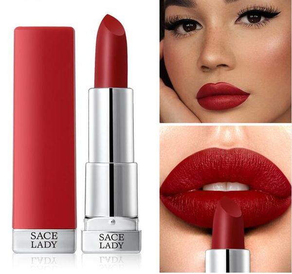 

sace lady silky matte lipstick makeup waterproof 9 colors pigmented lip stick long-lasting lips make up nude beauty cosmetics