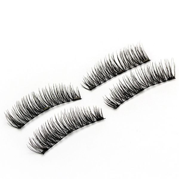 

2 pair natural tool easy remove 3d 3 magnet cosmetic professional makeup reusable handmade soft glue false eyelash charming