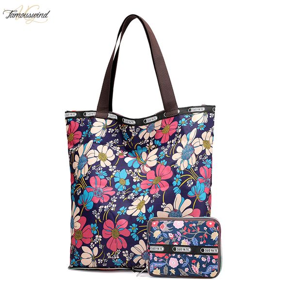 

fashion floral printing womens handbag durable school bag big nylon capacity girls shoulder bag shopper bag