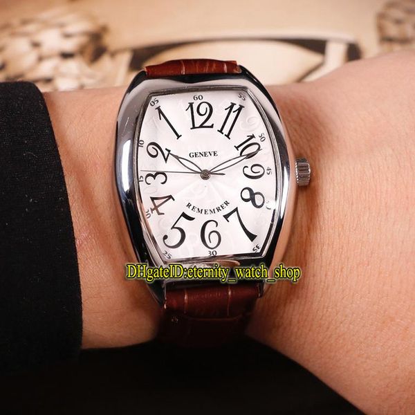 

new models cintrÃ©e curvex remember 7880 b sc at rem white dial automatic mens watch silvery case leather strap sport watches, Slivery;brown