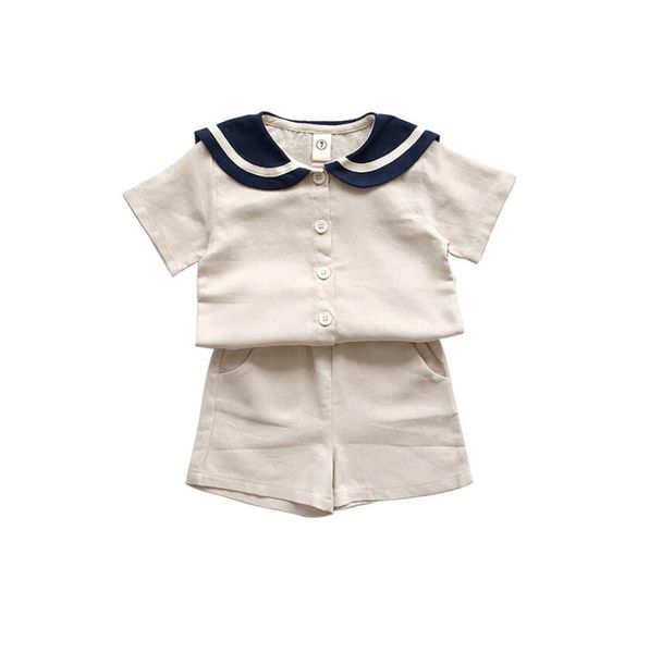 

2020 new summer casual boys suits fashion kids suits boys clothing sets t shirt+shorts white blue 2pcs/set boys clothes retail