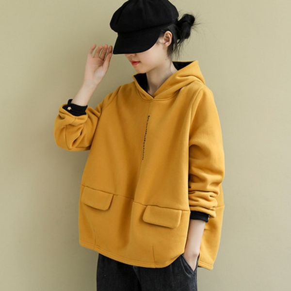 

2019 winter new large size loose long-sleeved hooded literary letters printed sweatershirt pullover female l2098, Black