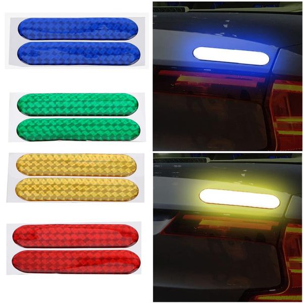 

2 pcs waterproof car reflective sticker warning tape decal reflective strips safety mark for car wheel rim eyebrow door edge
