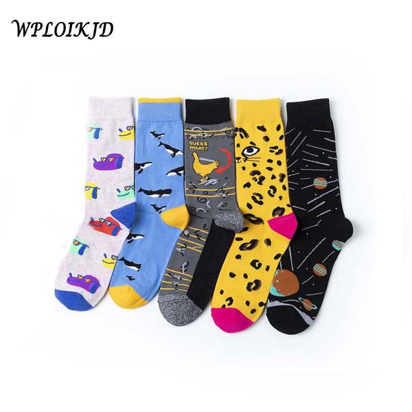 

wploikjd] качество красочная новизна личность животных печать мужчины носки творческий мультфильм хлопок sockstrend sox скейтборд sokken, Black