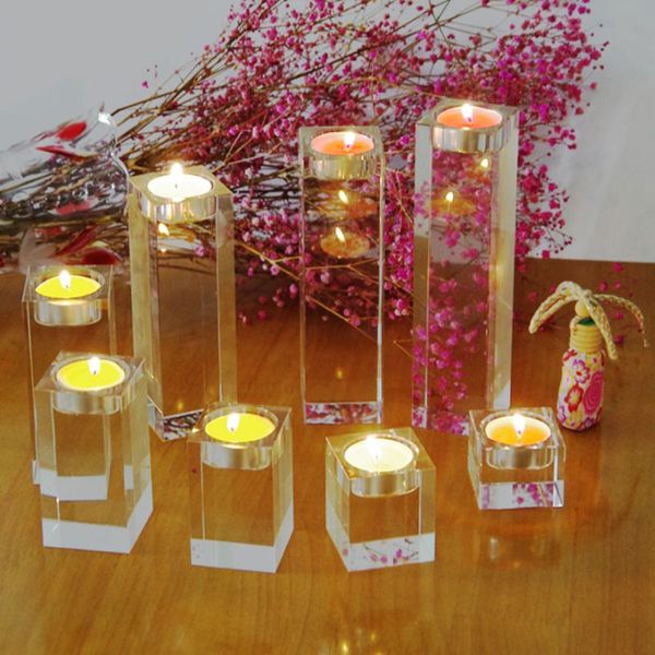 

square white crystal religious candle holder tealight candlestick for home wedding party decorations candelabra centerpieces