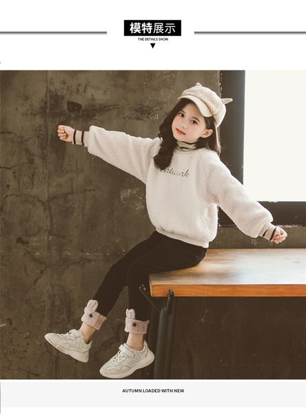 

девушки осень зима velvet толстых теплых шаровары vintage plaid девушка повседневные брюки эластичный пояс дети девочка брюки 4-10t, White