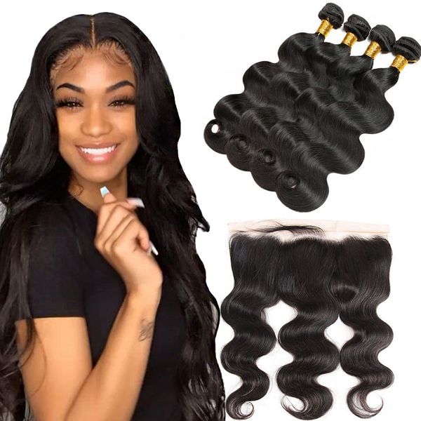

body wave hair bundles with unprocessed lace frontal for wholesale grade 8a virgin hair natural black brazilian wet and wavy hair bundles