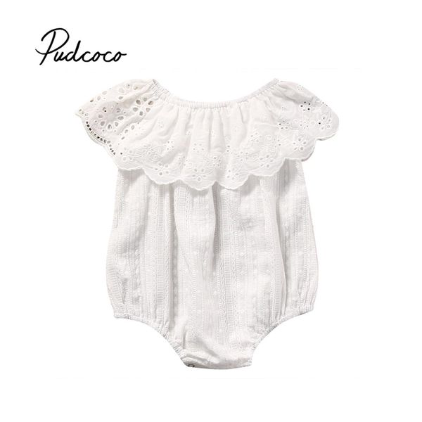 

pudcoco 2018 newborn baby girls bodysuit lace floral loose ruffle collar sunsuit jumpsuit outfits playsuit clothes 6-24m, Blue